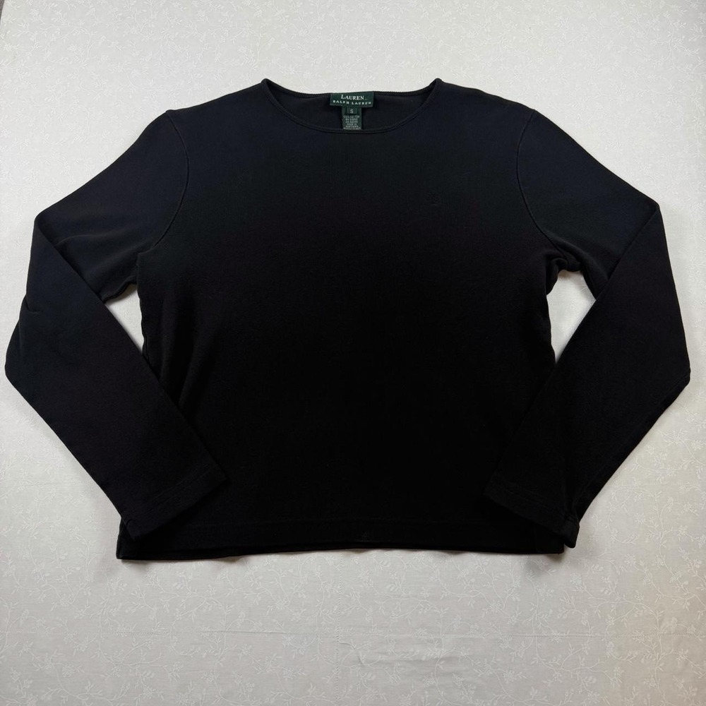 Lauren Ralph Lauren Cotton Black Long Sleeve Top – Size S